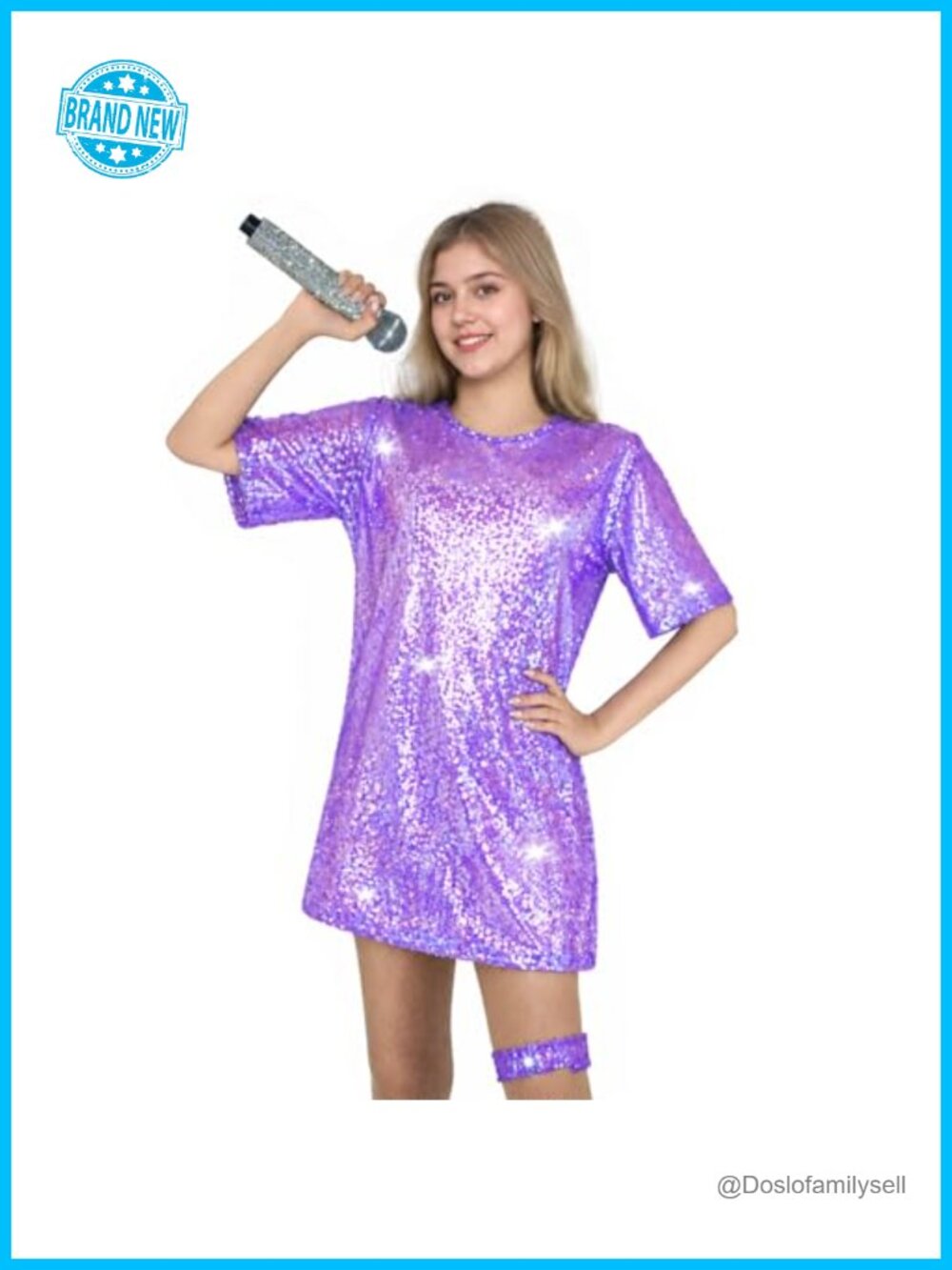 Sequin Mini Dress Short Sleeve T-Shirt Loose Shift Club Party Backless